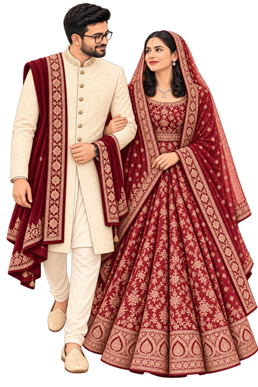 Ali and Zainab in wedding attire